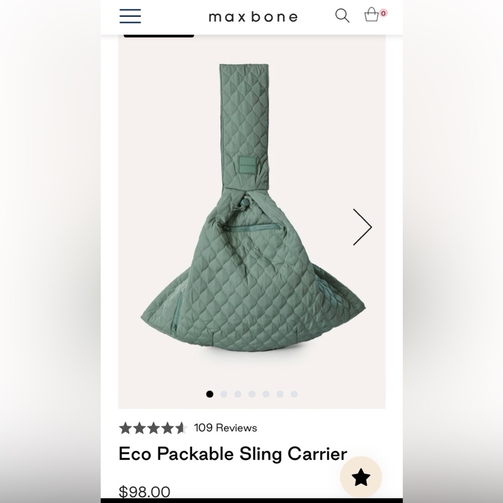 Max Bone Quilted Sage Dog Sling Carrier